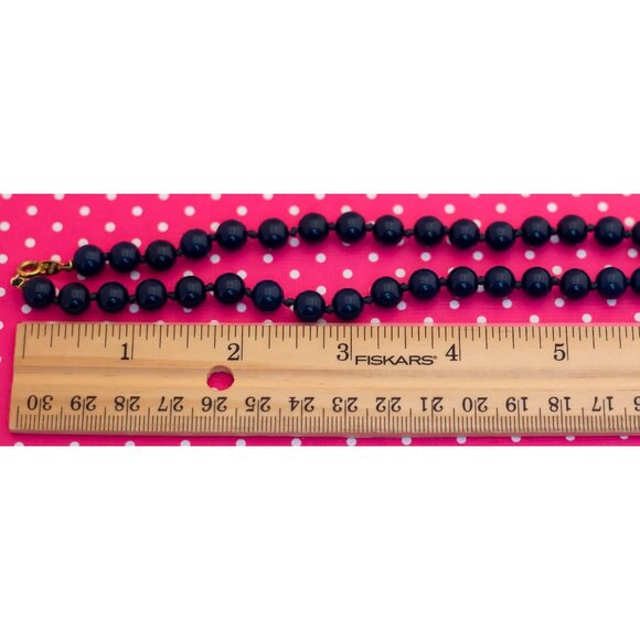 Vintage Gothic Dark Blue Beaded Necklace by Trifari 18 inch - P11 - Picture 3 of 3